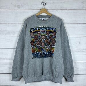 Vintage 2000 St. Louis Rams NFL Super Bowl Caricature Pullover Sweatshirt XL